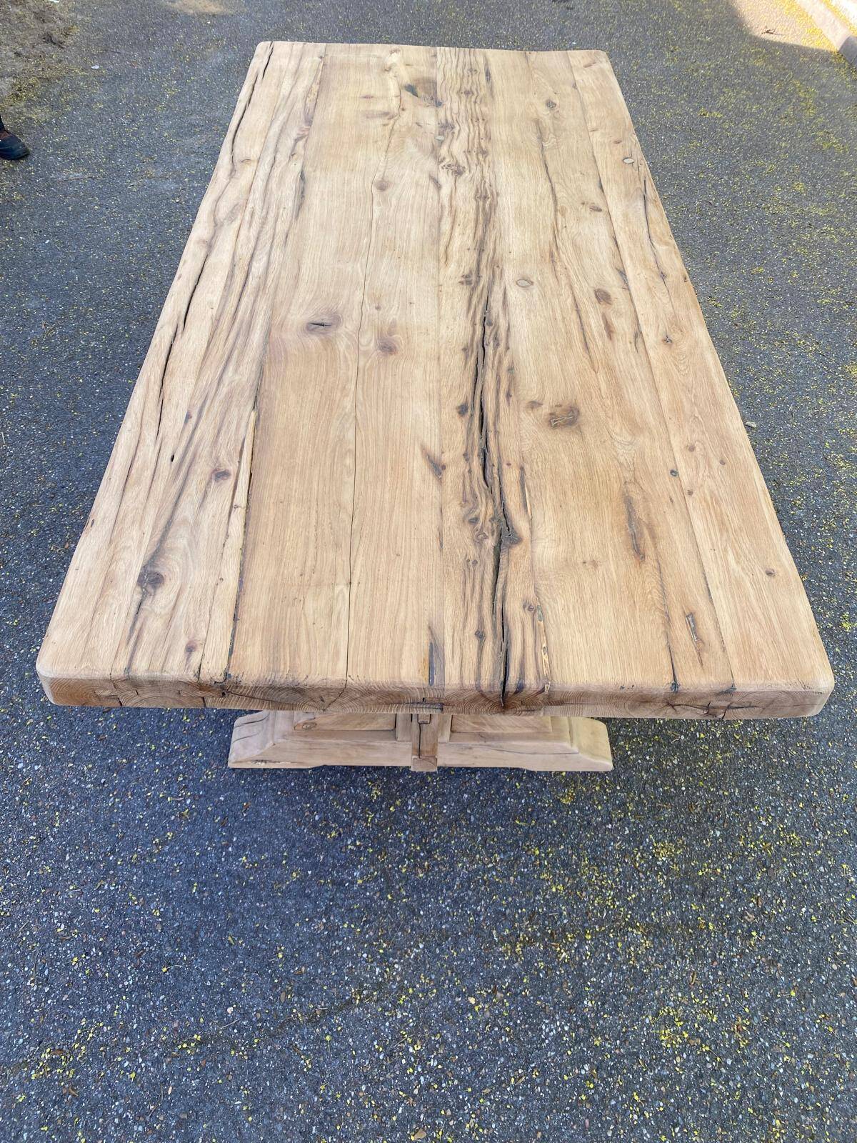 Table à manger de monastère rénovée en chêne massif du 18ème 200cm