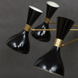 Italian chandelier with black diabolo shades