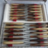 Art Deco horn walking knife set (2 knives, 12 large and 12 small)
