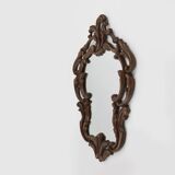 Baroque mirror with hand carved oak ornated frame, France 1950s