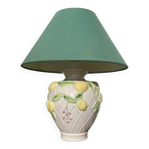 Lampe en barbotine de citron blanche et verte vintage