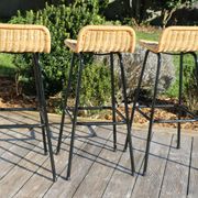 3 tabourets rotin et métal noir dirk van sliedregt