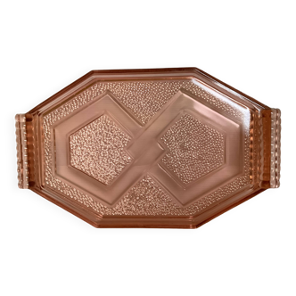 Plat plateau en verre rose style Rosaline B