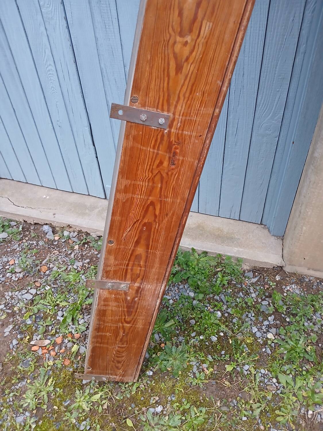 Very large antique wooden shelf/pot rack
