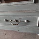 Old 2-door bookcase with chalk paint blue patina