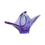 Bowl, basket, neodymium glass, Zelezný Brod ZBS, designed by M. Klinger, Cz