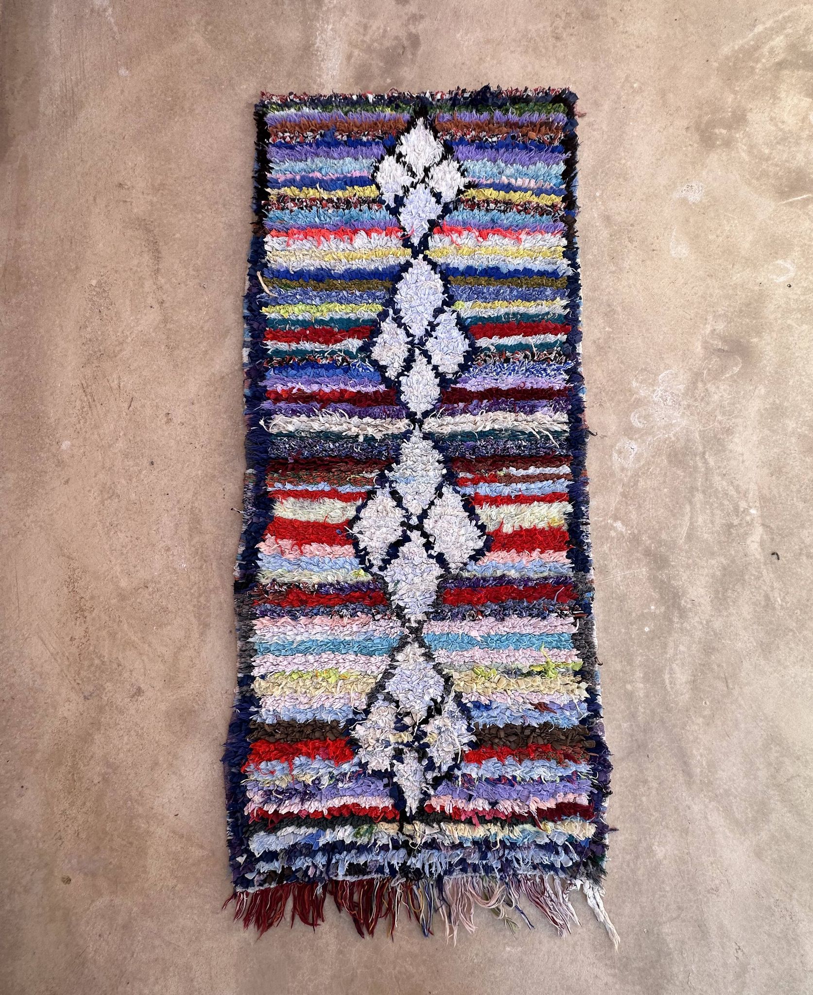 Tapis Berbère Boucherouite coloré - 80 x 189 cm