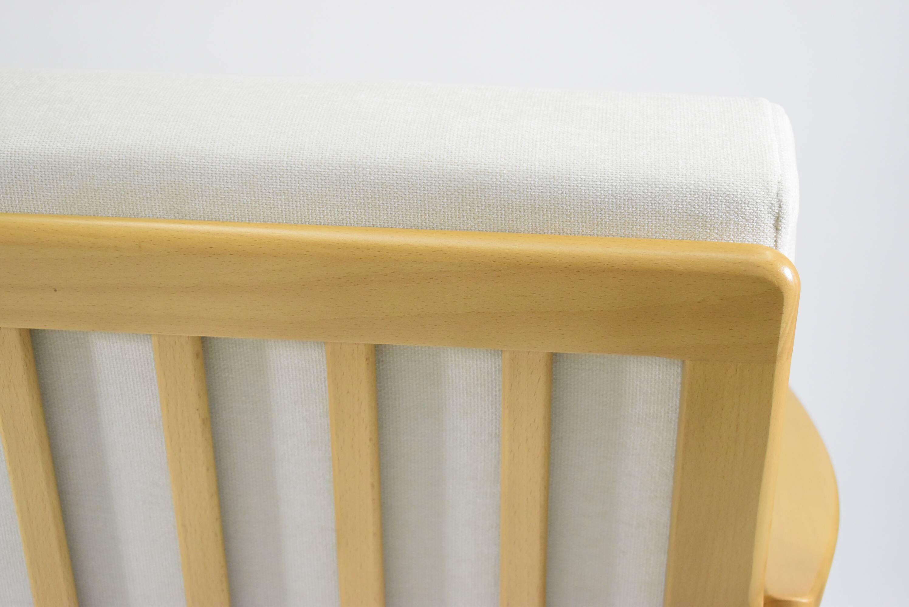 Original restored two-seater Sofa, cream, teak, 1960s