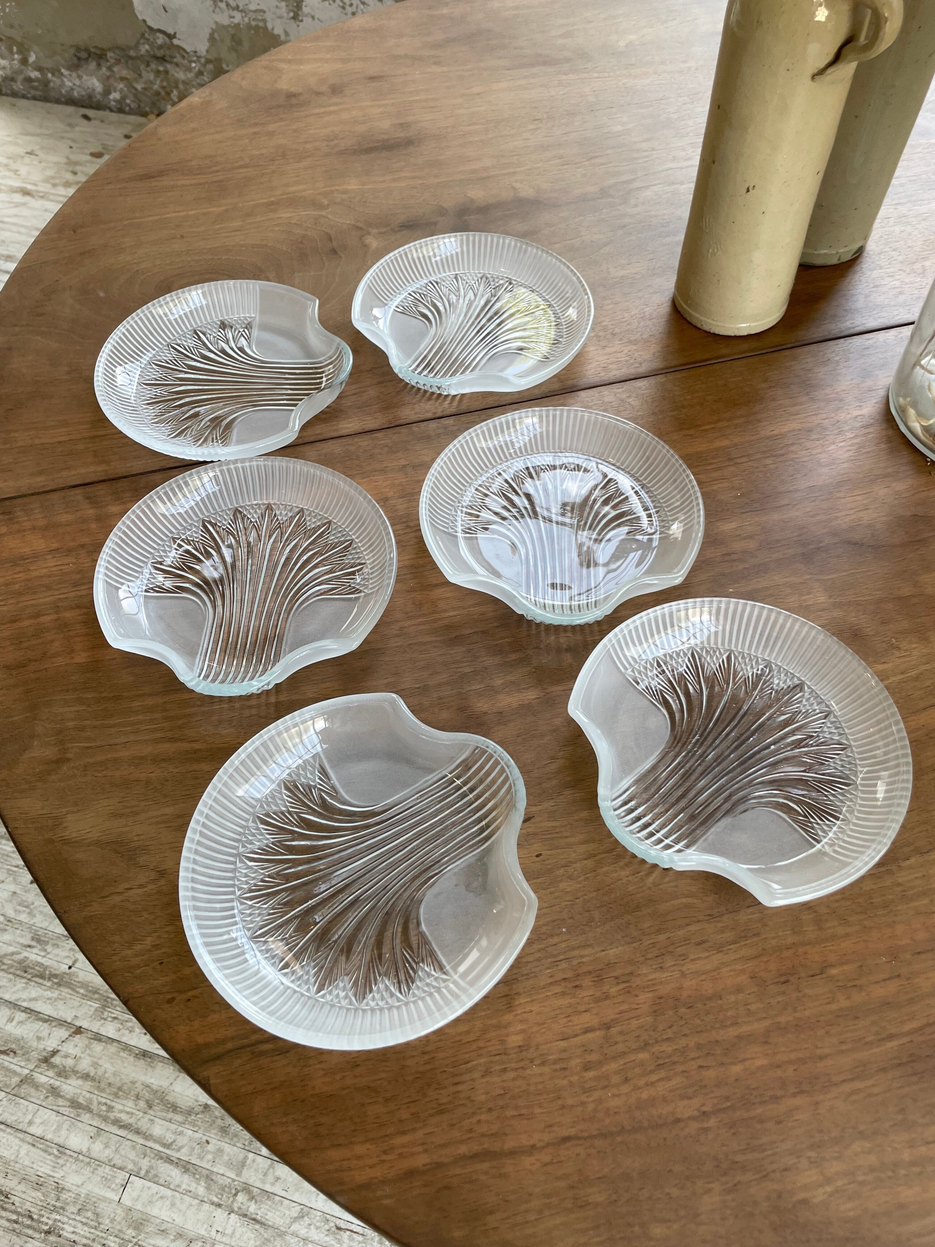 Six ridged glass ramekins