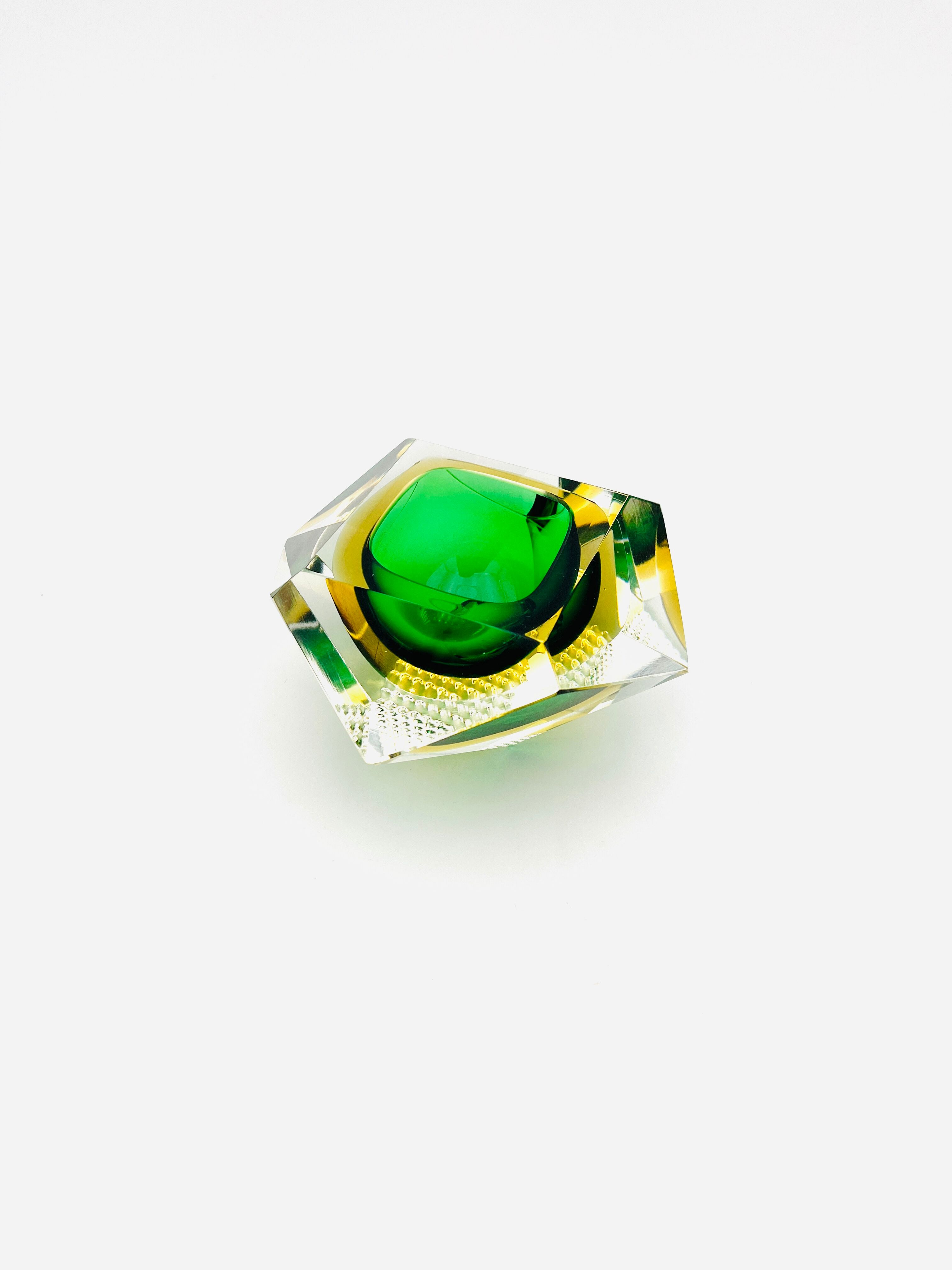 Murano bowl - Flavio Poli - Sommerso - Amber Green - Circa 1960