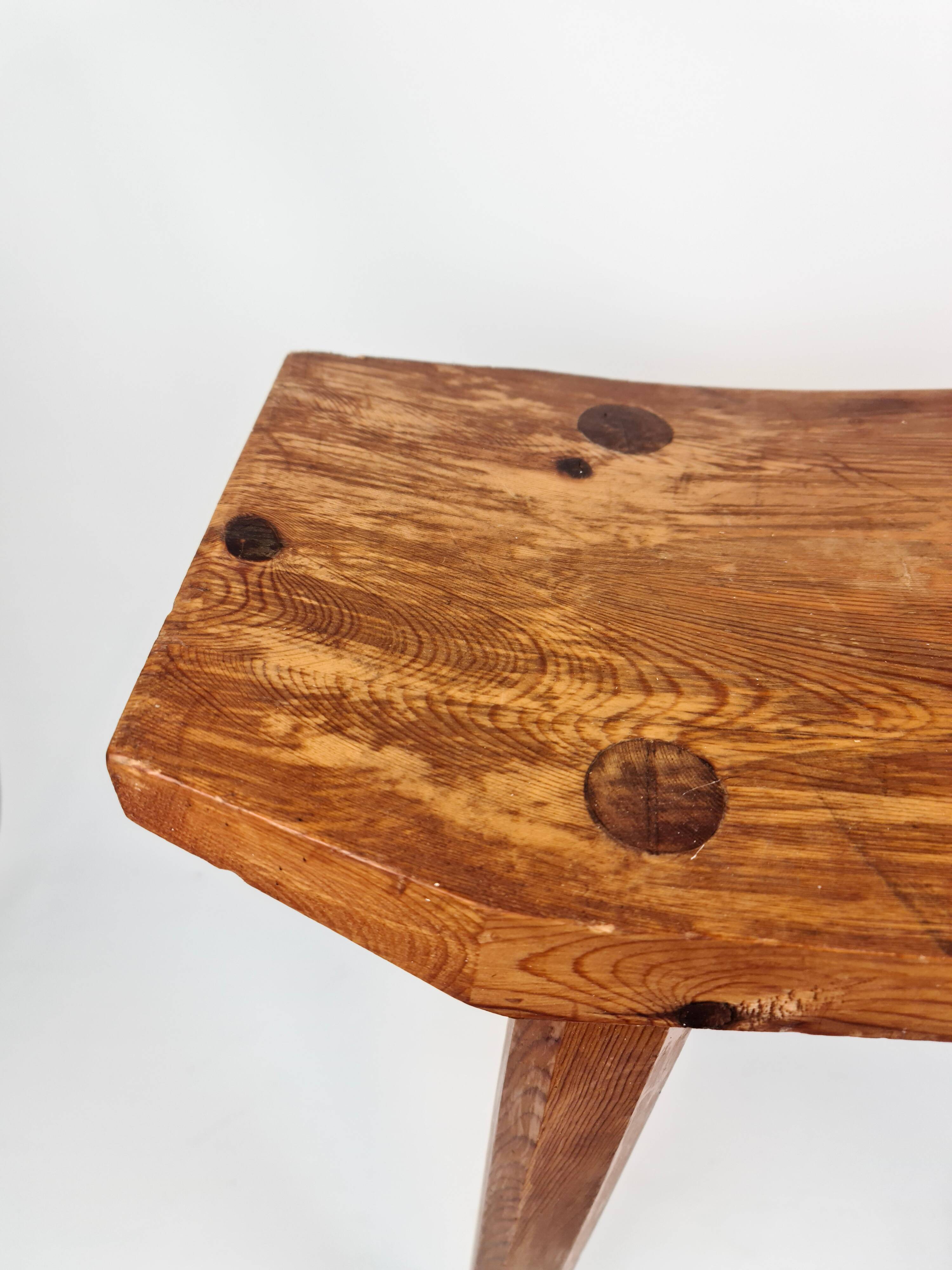 Swedish lacquered pine stool, 1970s