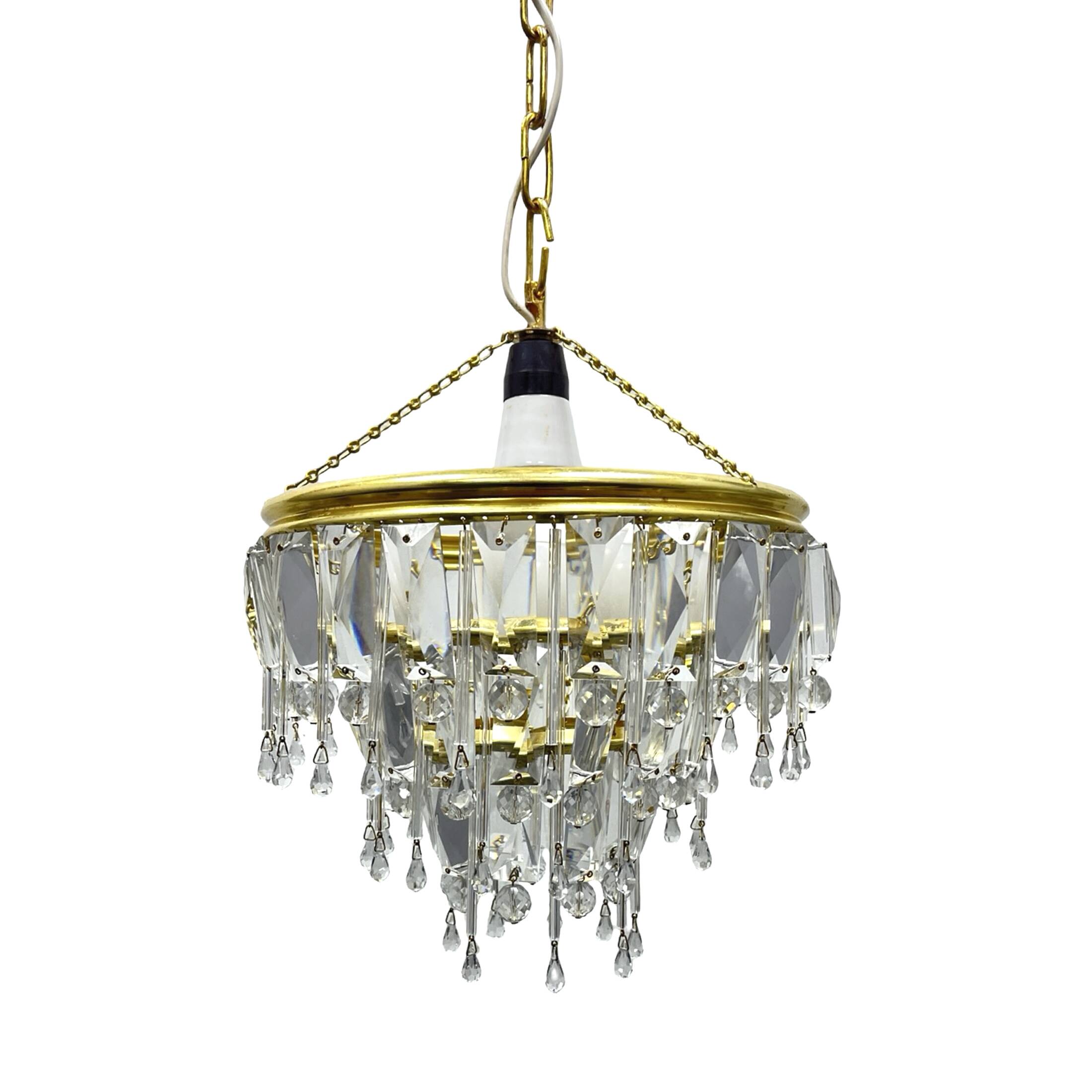 Vintage crystal chandelier Lustry Kamenický Šenov, Czechoslovakia 1970s