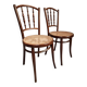 2 chaises bistrot viennoises Kohn antiques en bois courbé et cannage, Autriche vers 1900–1930