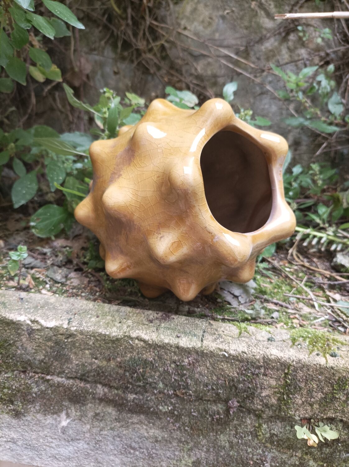 Mustard glazed ceramic vase