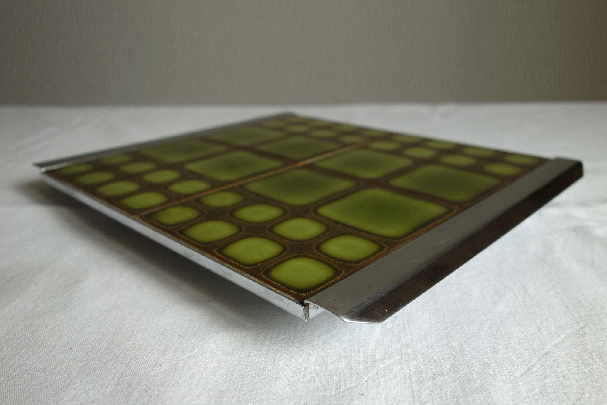 Vintage trivety ceramic and metal tiles