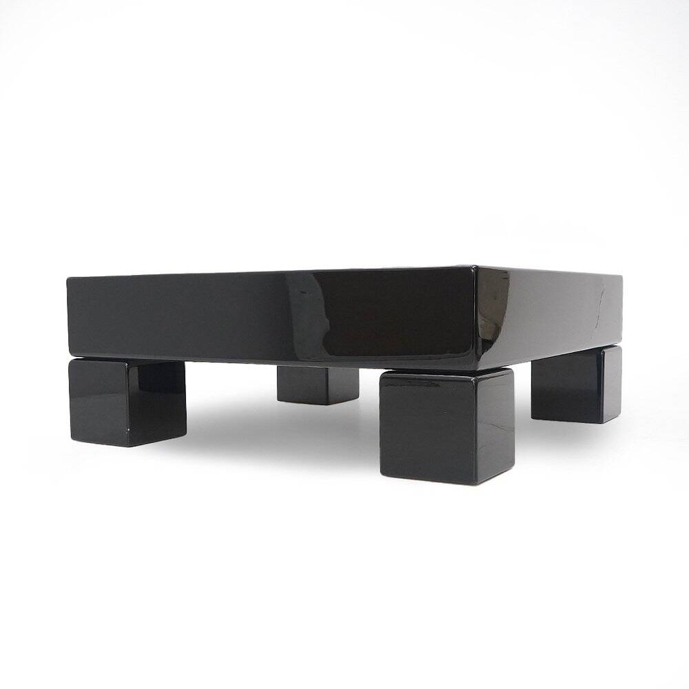 Black lacquered square table, 1970s