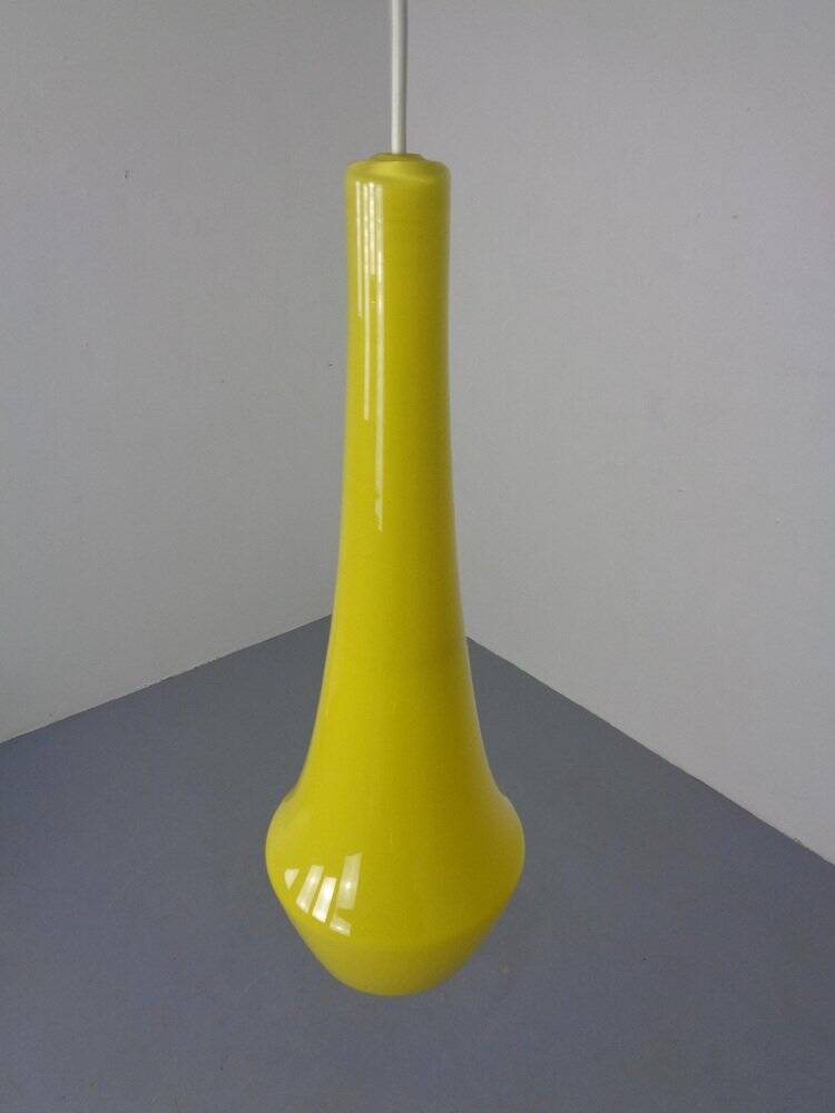 Yellow Teardrop Glass Ceiling Lamp from Holmegaard, Denmark, 1960s