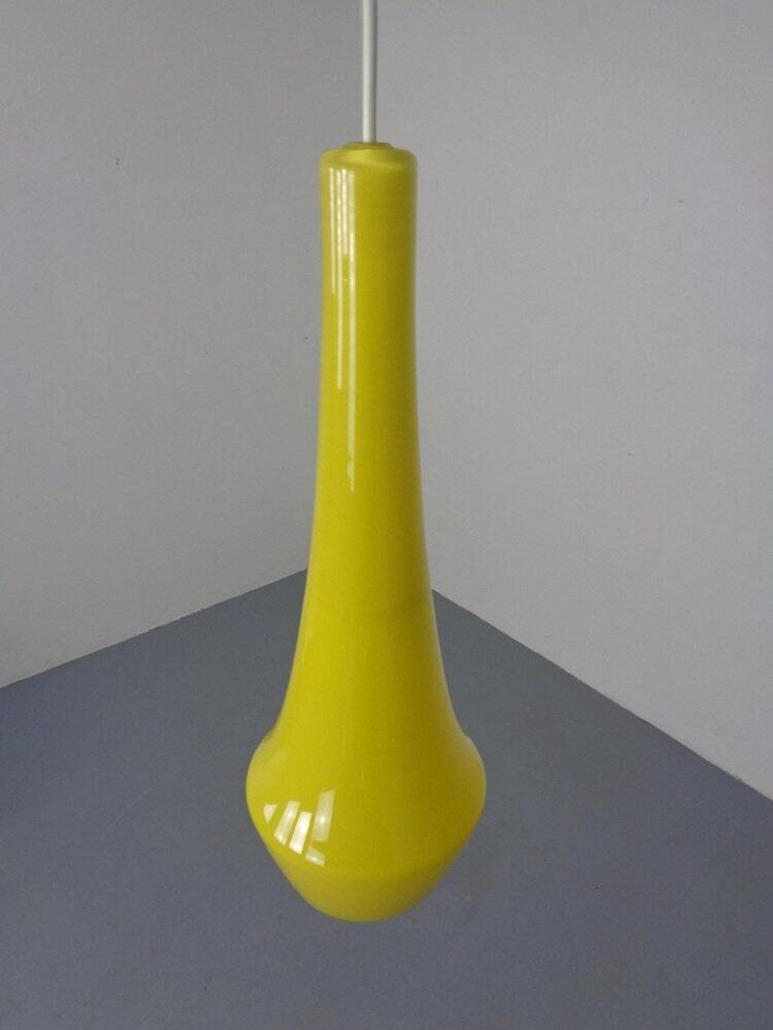 Yellow Teardrop Glass Ceiling Lamp from Holmegaard, Denmark, 1960s