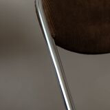 Vintage Chrome Folding Chairs (Pair) | Brown Corduroy Upholstery