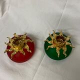 2 bougeoirs rouge et vert soleil