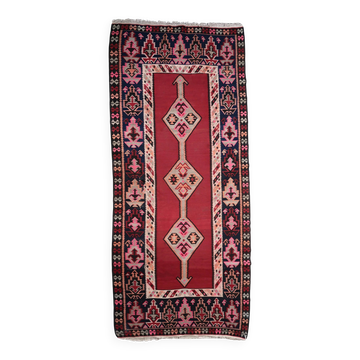 Handmade vintage Afghan Herati kilim 160cm x 371cm, 1960s