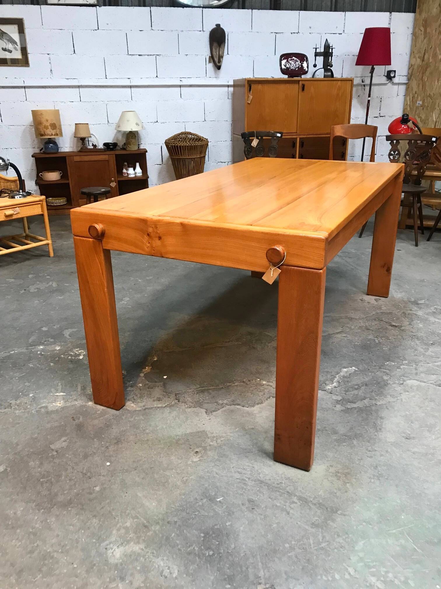 Vintage elm table Maison Regain 80s