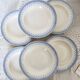 6 vintage ivory ironstone deep plates - Blue pattern