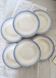 6 vintage ivory ironstone deep plates - Blue pattern