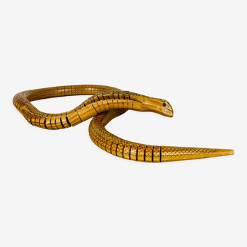 Jouet serpent articulé en bois vintage