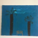 Oil painting Banc et Palmiers