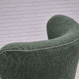 Fauteuil danois des années 1960, état d'origine, tissu d'ameublement, pieds en bois de hêtre.