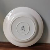 Large vintage Gien dish model Brigitte France hand painted gingham tile pattern
