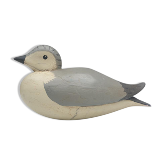 Wood seagull painted two-tone gray and white