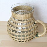 Wicker/rattan pitcher and glass