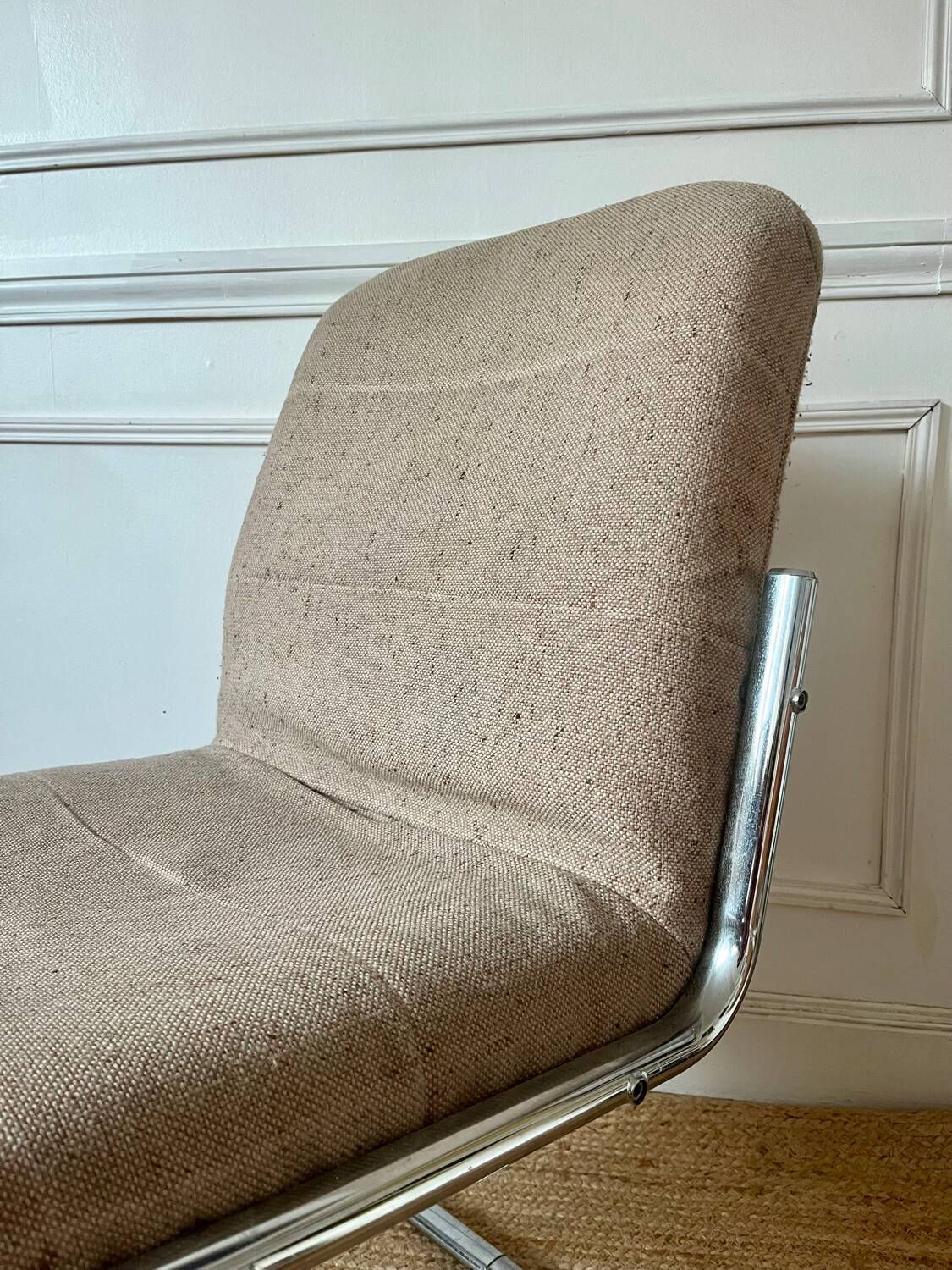 Armchair, chrome and fabric chair, 1970