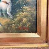Oil Painting Panel HSP EDWARD WEBB Hunting Dog Forest