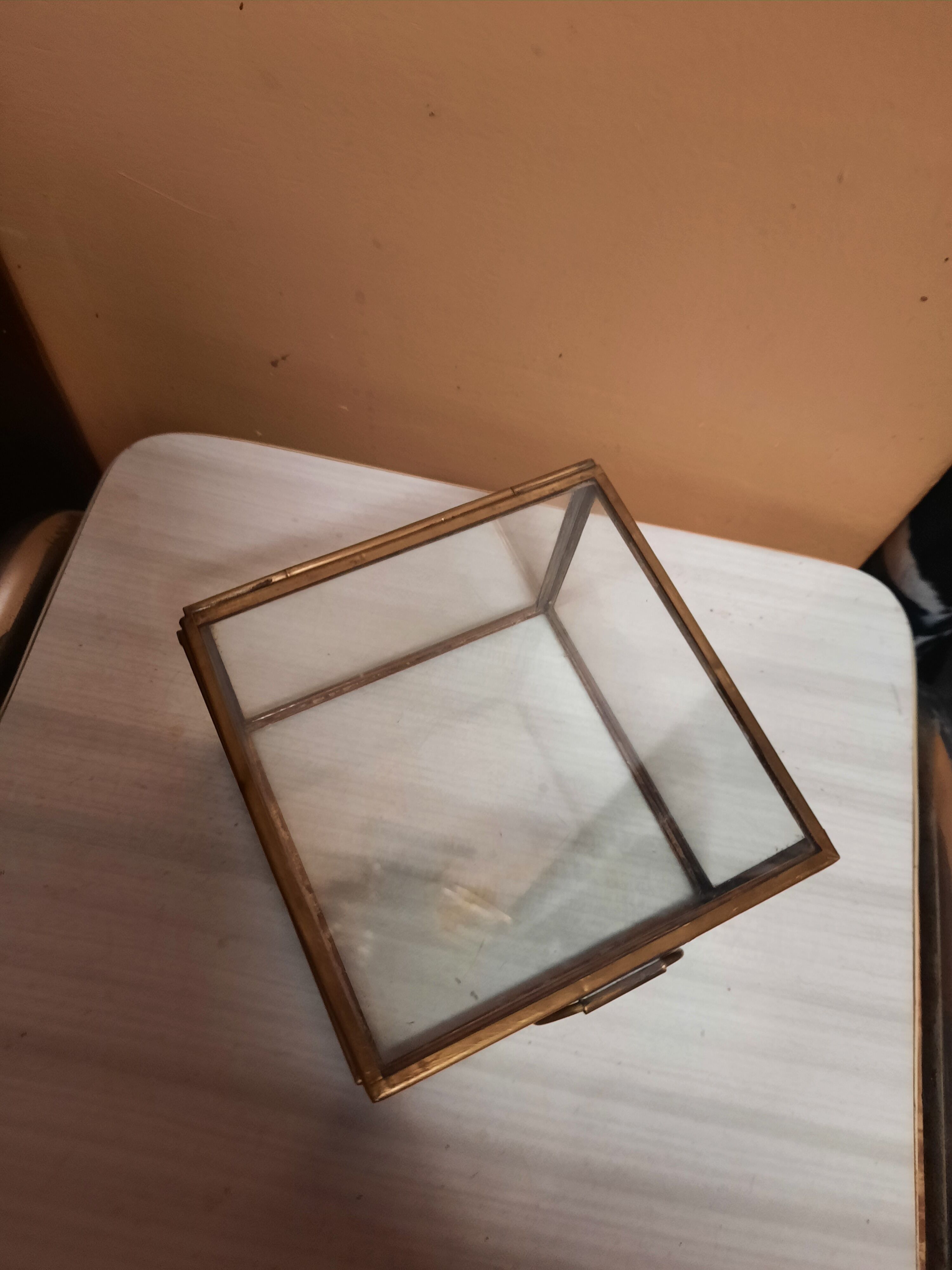 Glass and brass showcase box