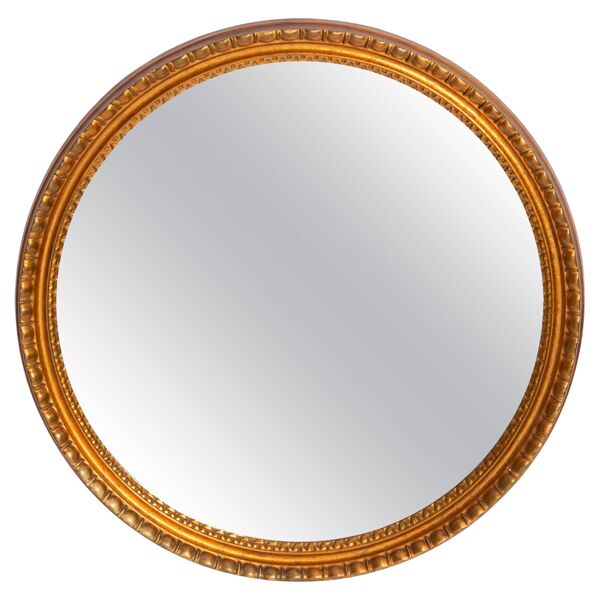 Miroir ovale vintage doré et noir avec cadre décoratif fleurs, Italie, 1960