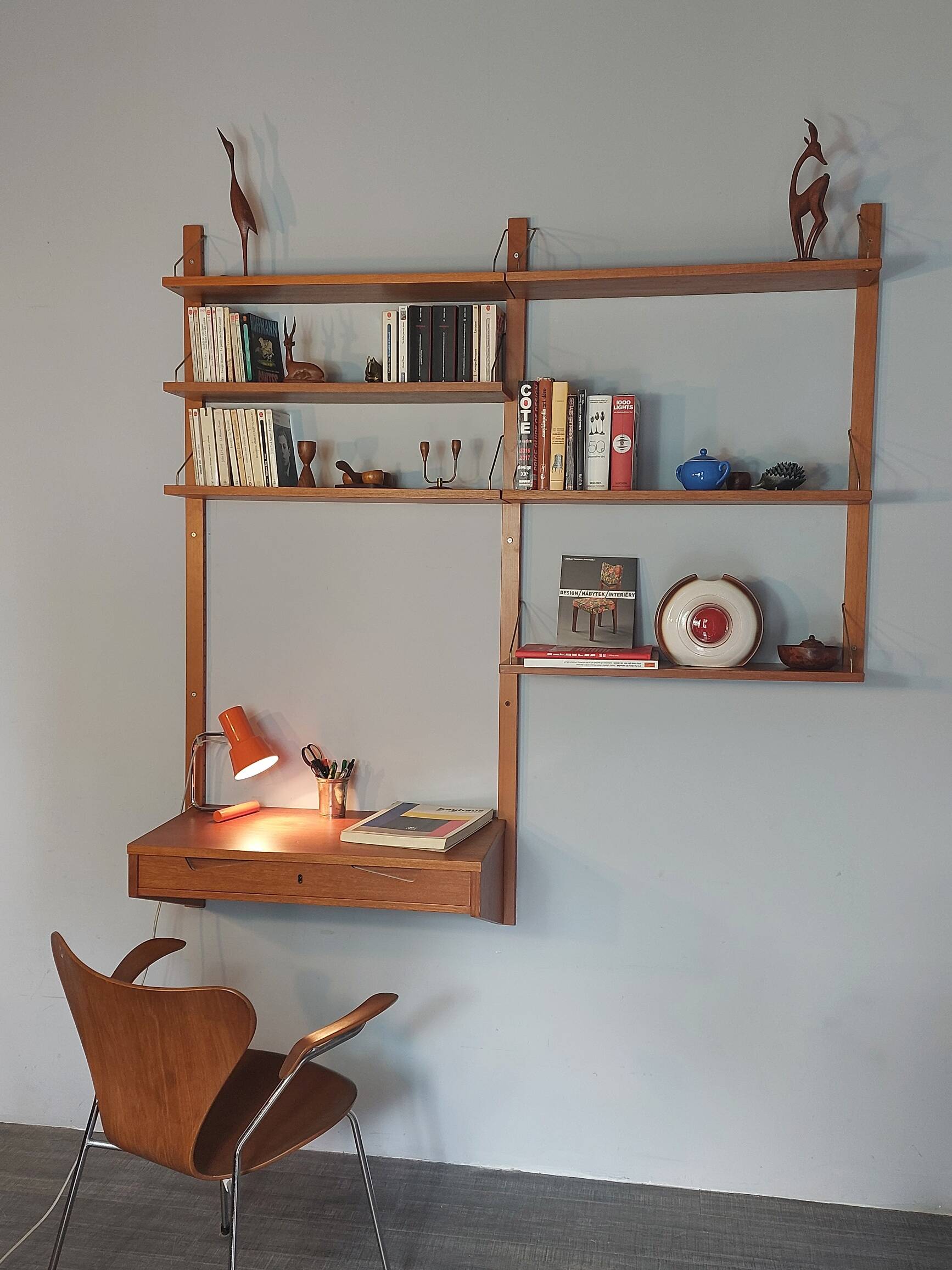 Rival Scandinavian shelves & wall secretary by Kjell Riise, 1960s