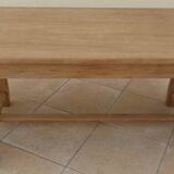 Solid oak farmhouse table with 2 large drawers and brass knobs - Fully restored