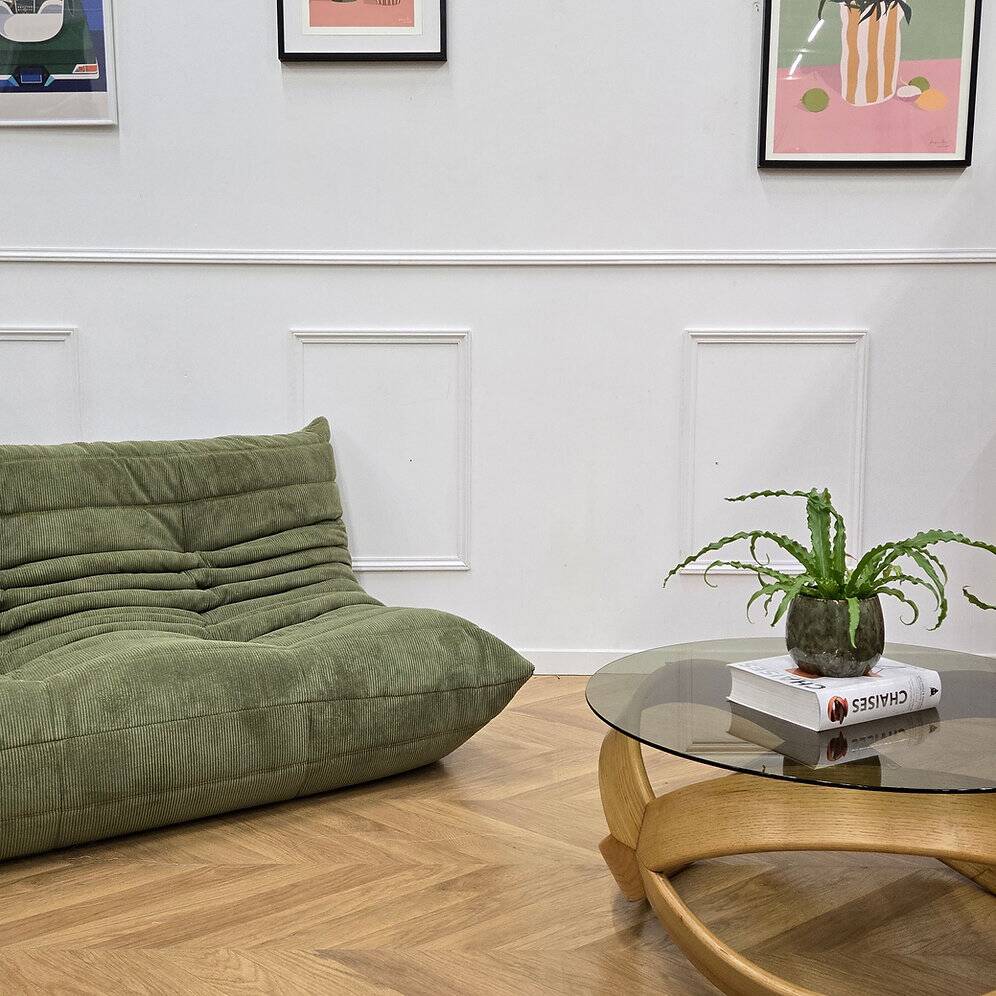 Vintage round wooden coffee table