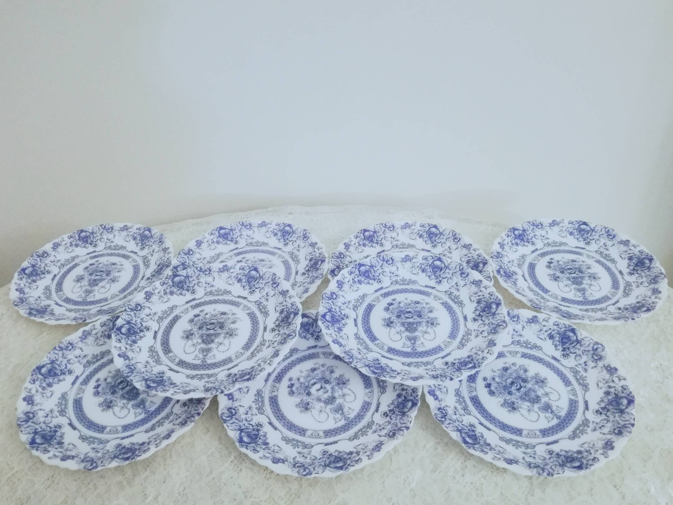 Lot de 9 assiettes à dessert vintage