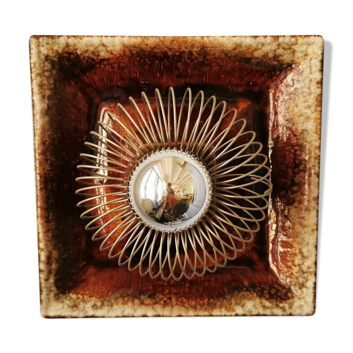 Vintage 1970s ceramic lava applied