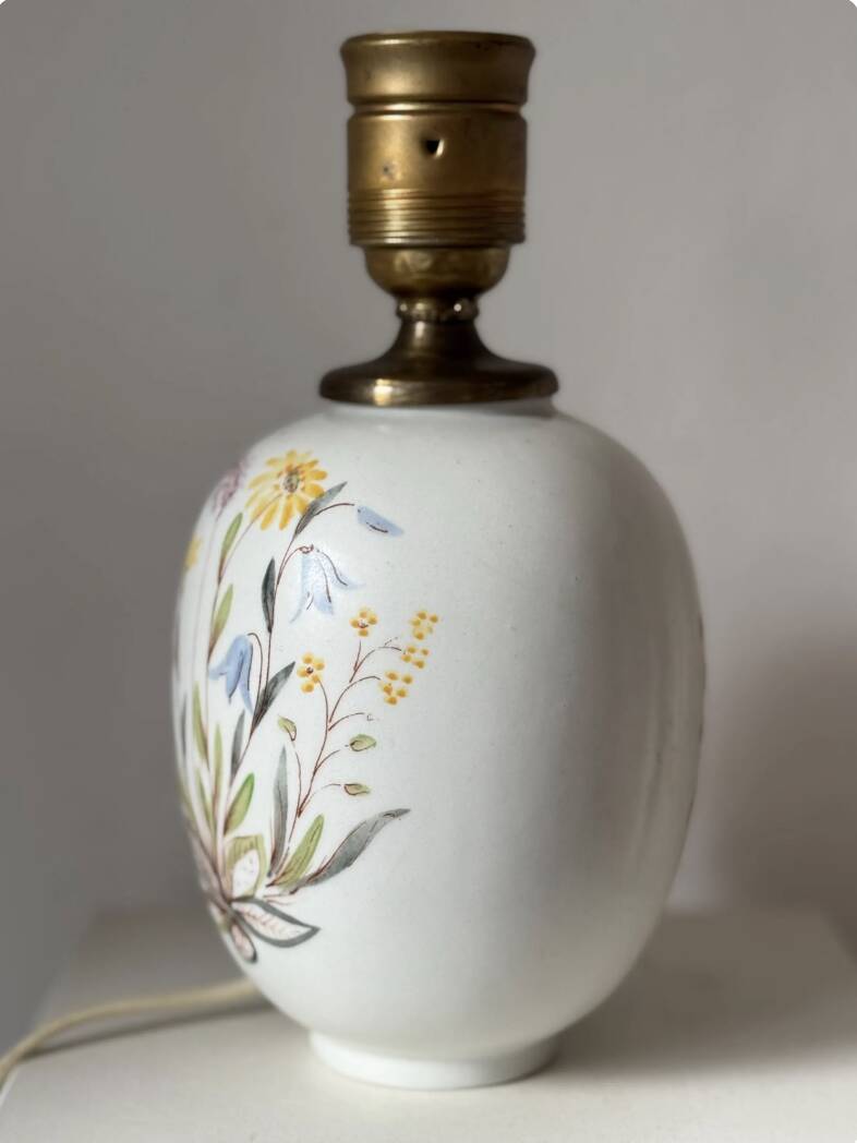 Lars Thorén RÖRSTRAND lampfoot, ceramic, handpainted, "wildflowers" floral