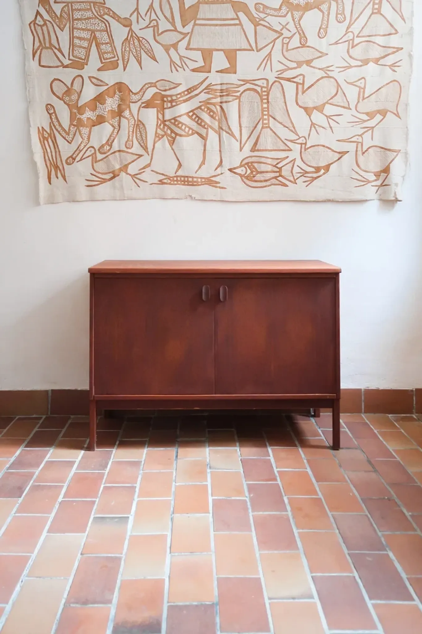 Small Ulferts teak sideboard from the 1960s with integrated handles.