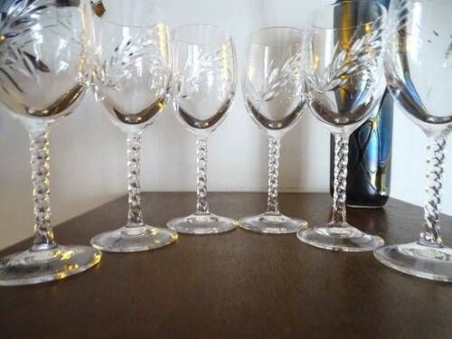 CRISTAL D'ARQUES "Fleury Epi" 6 cooked wine port glasses crystal 7 cl - H 13.5 cm