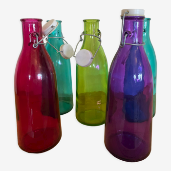 Set of 5 glass bottles