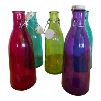 Set of 5 glass bottles