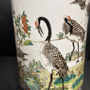 China, Important porcelain scroll vase decorated with cranes and flora, 19th century