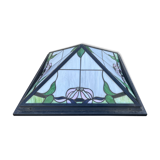 Abat-Jour Plafonnier Carré Type Tiffany – Vitraux Floraux style Art Nouveau